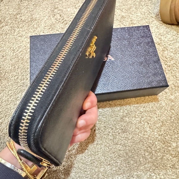Prada wallet. Black with gold hardware. - Picture 3 of 5